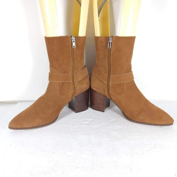 Steve Madden Steven Women’s Jiffie US 10M Chestnut Suede Heel Harness Boots - Picture 4 of 10